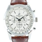 Breitling Transocean Chronograph weiss Lederband braun