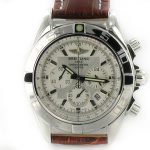 Breitling Chronomat B01 stahl - weiss mit Leder braun