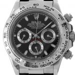 Rolex Daytona stahl/leder - schwarzes Ziffernblatt