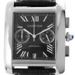 Product:Cartier Tank MC Chronograph schwarz mit Lederband schwarz